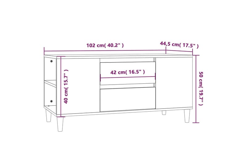 beBasic Tv-bänk sonoma-ek 102x44,5x50 cm konstruerat trä - Tv-bänkar