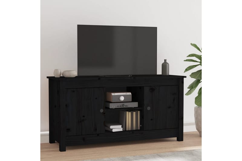 beBasic Tv-bänk svart 103x36,5x52 cm massiv furu - Möbler - Vardagsrum - Tv-möbler & mediamöbler - Tv-bänkar
