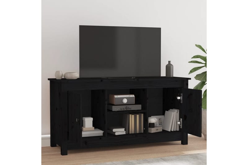 beBasic Tv-bänk svart 103x36,5x52 cm massiv furu - Möbler - Vardagsrum - Tv-möbler & mediamöbler - Tv-bänkar