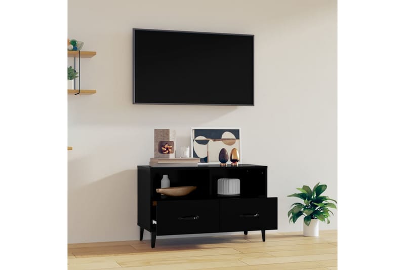 beBasic Tv-bänk svart 80x36x50 cm konstruerat trä - Tv-bänkar