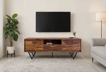Belano TV-bänk 160 cm Industriell stil - Varmbrun med svarta ben - Möbler - Vardagsrum - Tv-möbler & mediamöbler - Tv-bänkar