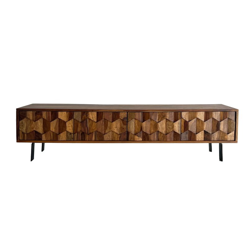 Belara TV-bänk 160 cm 3D-mönster - varm ljusbrun och svarta ben - Möbler - Vardagsrum - Tv-möbler & mediamöbler - Tv-bänkar