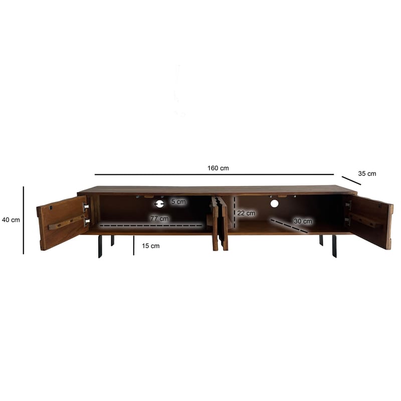 Belara TV-bänk 160 cm 3D-mönster - varm ljusbrun och svarta ben - Möbler - Vardagsrum - Tv-möbler & mediamöbler - Tv-bänkar