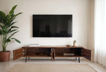 Belara TV-bänk 160 cm 3D-mönster - varm ljusbrun och svarta ben - Möbler - Vardagsrum - Tv-möbler & mediamöbler - Tv-bänkar