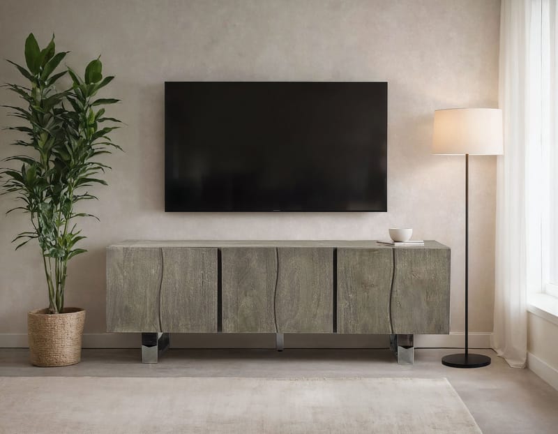 Belela TV-bänk 160 cm - rökgrå och krom - Möbler - Vardagsrum - Tv-möbler & mediamöbler - Tv-bänkar