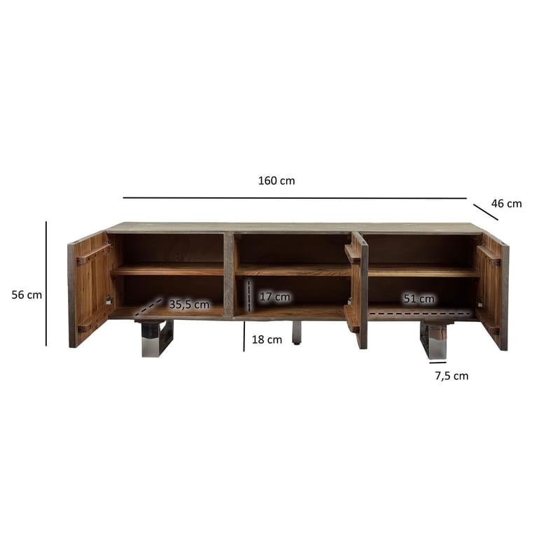 Belela TV-bänk 160 cm - rökgrå och krom - Möbler - Vardagsrum - Tv-möbler & mediamöbler - Tv-bänkar