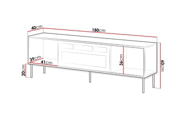 Belonger Golvstående Tv-bänk 180 cm med Förvaring i Målat Mörkt Trä - Svart - Möbler - Vardagsrum - Tv-möbler & mediamöbler - Tv-bänkar