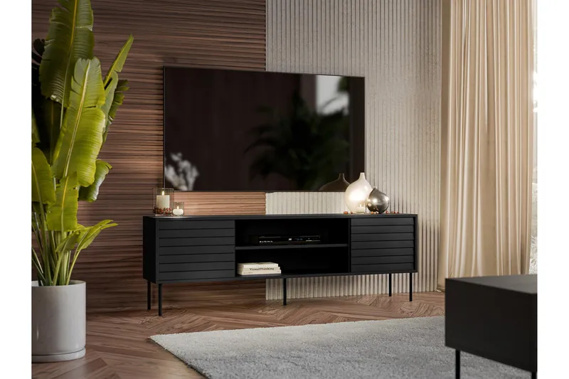 Belonger Tv-bänk 180 cm - Svart - Möbler - Vardagsrum - Tv-möbler & mediamöbler - Tv-bänkar