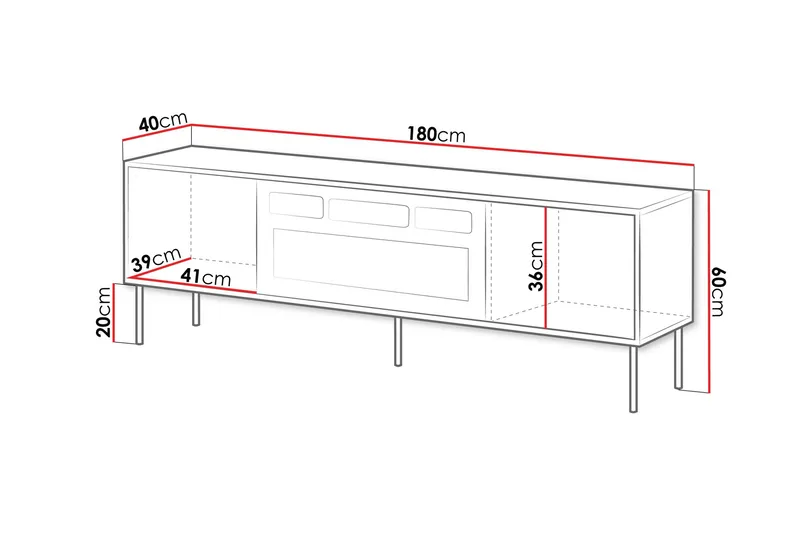 Belonger Tv-bänk 180 cm - Svart - Möbler - Vardagsrum - Tv-möbler & mediamöbler - Tv-bänkar