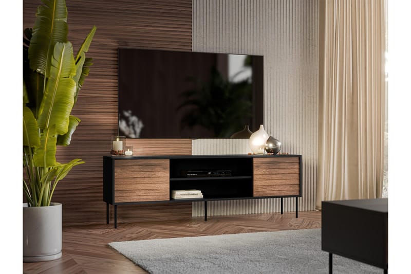 Belonger Tv-bänk 180 cm - Svart/Valnöt - Möbler - Vardagsrum - Tv-möbler & mediamöbler - Tv-bänkar