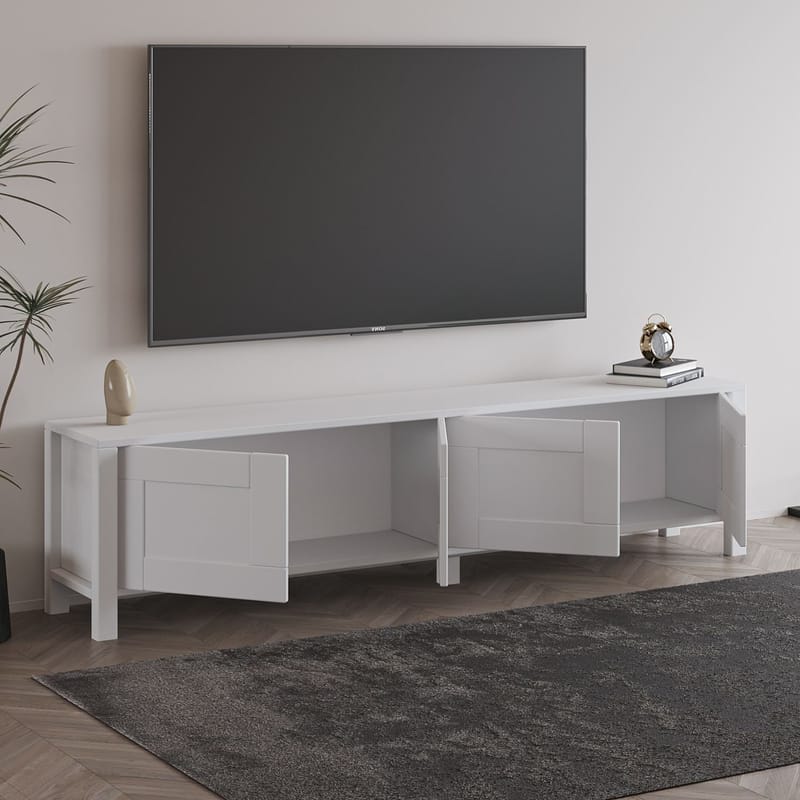 Belor TV-bänk 160x45x35 cm - Vit - Möbler - Vardagsrum - Tv-möbler & mediamöbler - Tv-bänkar