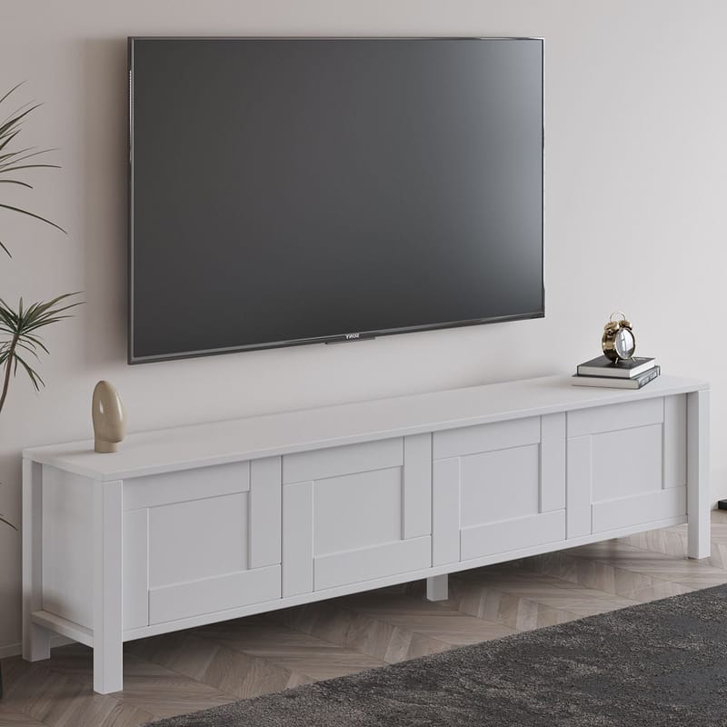 Belor TV-bänk 160x45x35 cm - Vit - Möbler - Vardagsrum - Tv-möbler & mediamöbler - Tv-bänkar