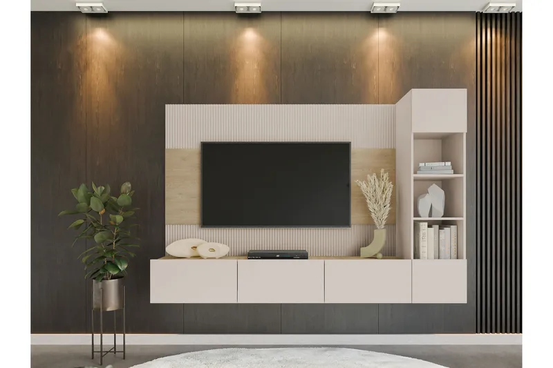 Bernice Tv-skåp 220x38 cm - Beige - Möbler - Vardagsrum - Tv-möbler & mediamöbler - Tv-möbelset