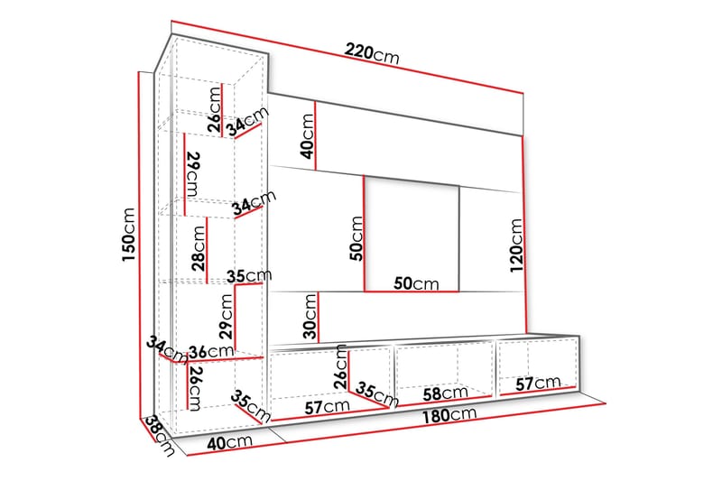Bernice Tv-skåp 220x38 cm - Beige - Möbler - Vardagsrum - Tv-möbler & mediamöbler - Tv-möbelset