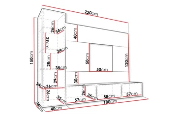 Bernice Tv-skåp 220x38 cm - Beige - Möbler - Vardagsrum - Tv-möbler & mediamöbler - Tv-möbelset