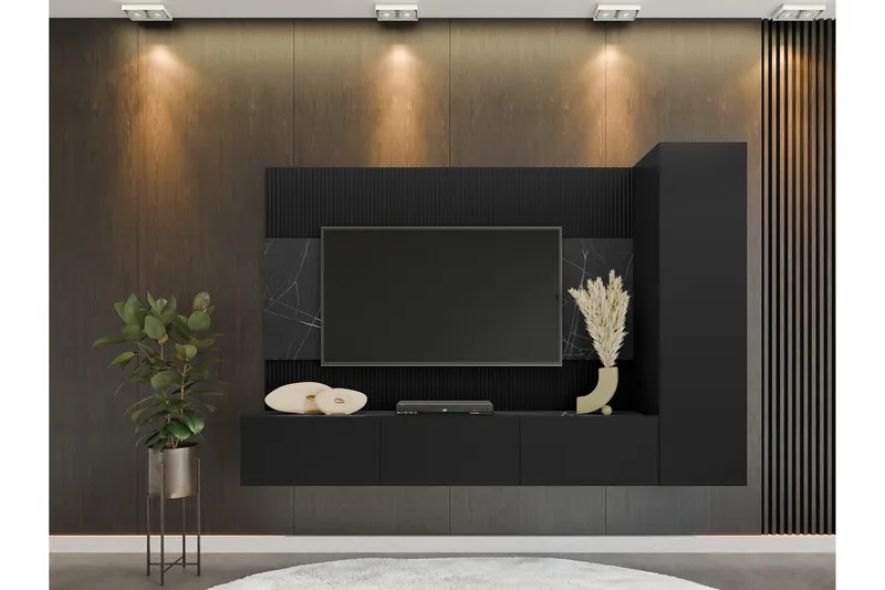 Bernice Tv-skåp 220x38 cm - Svart - Möbler - Vardagsrum - Tv-möbler & mediamöbler - Tv-möbelset