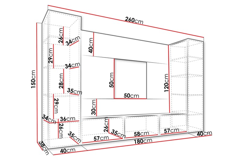Bernice Tv-skåp 260x38 cm - Grön - Möbler - Vardagsrum - Tv-möbler & mediamöbler - Tv-möbelset