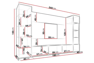 Bernice Tv-skåp 260x38 cm - Vit - Möbler - Vardagsrum - Tv-möbler & mediamöbler - Tv-möbelset