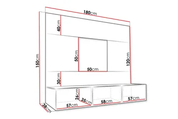 Bernice Tv-skåp 38x150 cm - Svart - Möbler - Vardagsrum - Tv-möbler & mediamöbler - Tv-möbelset