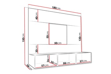 Bernice Tv-skåp 38x150 cm Svart - Möbler - Vardagsrum - Tv-möbler & mediamöbler - Tv-skåp