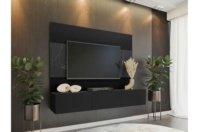 Bernice Tv-skåp 38x150 cm - Svart - Möbler - Vardagsrum - Tv-möbler & mediamöbler - Tv-möbelset