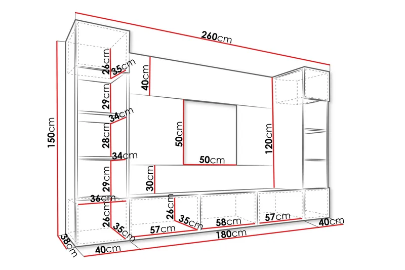 Bernice Tv-skåp 38x150 cm - Vit - Möbler - Vardagsrum - Tv-möbler & mediamöbler - Tv-möbelset