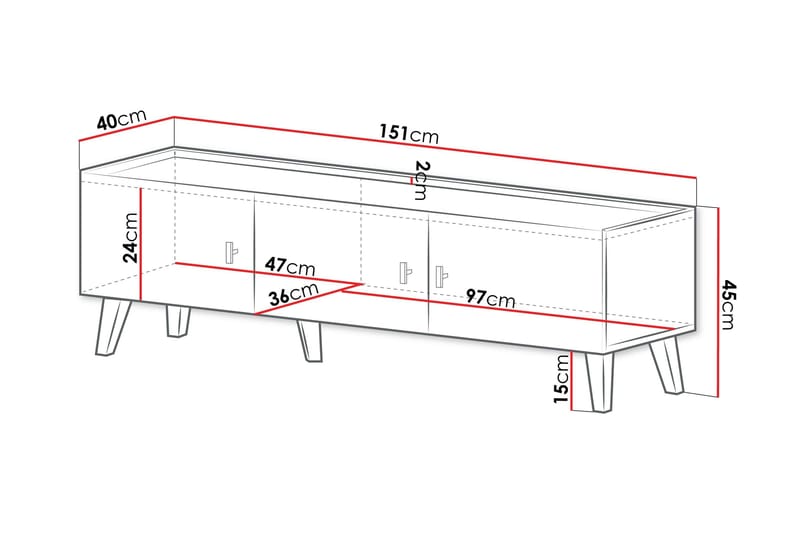 Betsi Tv-bänk 151x40 cm - Möbler - Vardagsrum - Tv-möbler & mediamöbler - Tv-bänkar