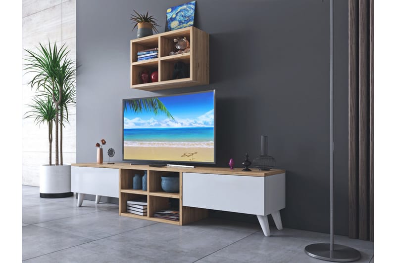 BOCO PEREZ Tv-möbelset 160 cm Mörkbrun/Vit - Tv-möbelset