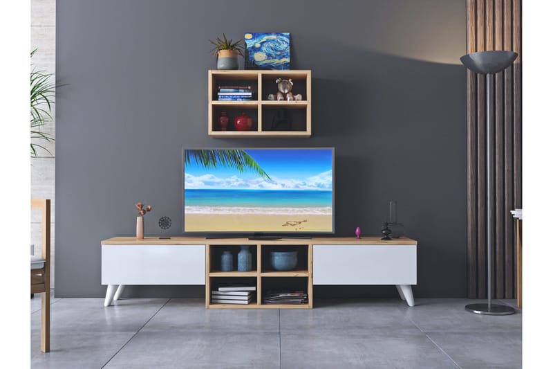 BOCO PEREZ Tv-möbelset 160 cm Mörkbrun/Vit - Tv-möbelset