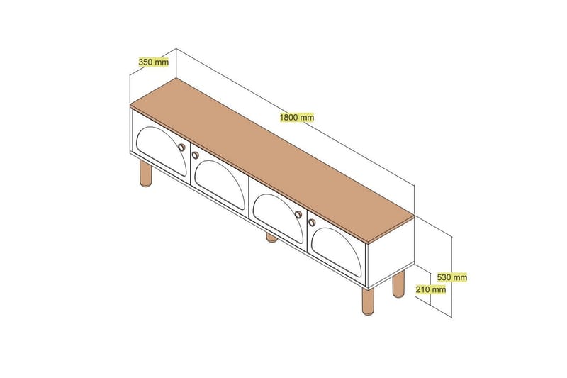 Bohem Tv-bänk 180 cm - Cremevit/Multifärgad - Möbler - Vardagsrum - Tv-möbler & mediamöbler - Tv-bänkar
