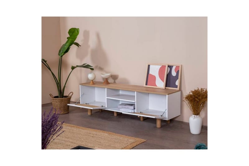 Bohem Tv-bänk 180 cm - Mediumfärgat trä/Vit - Möbler - Vardagsrum - Tv-möbler & mediamöbler - Tv-bänkar