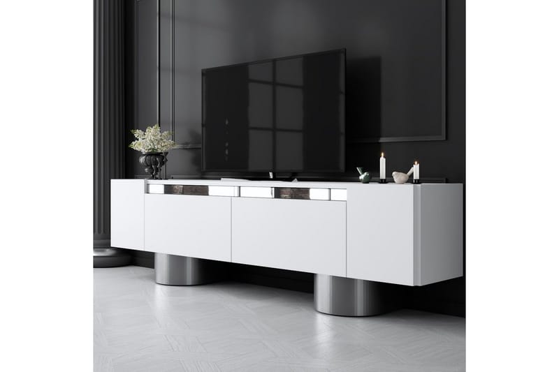 Bohem Tv-bänk 180 cm - Vit/Silver - Möbler - Vardagsrum - Tv-möbler & mediamöbler - Tv-bänkar