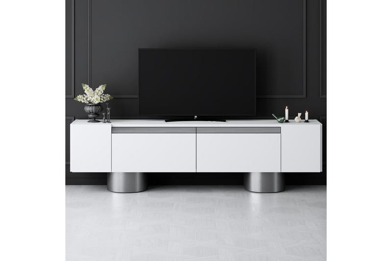 Bohem Tv-bänk 180 cm - Vit/Silver - Möbler - Vardagsrum - Tv-möbler & mediamöbler - Tv-bänkar
