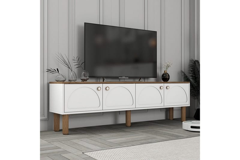 Bohem Väggmonterad TV Bänk 180 cm med Förvaring i Målat Trä - Vit - Möbler - Vardagsrum - Tv-möbler & mediamöbler - Tv-bänkar