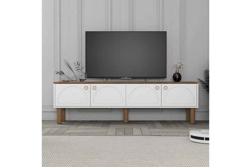 Bohem Väggmonterad TV Bänk 180 cm med Förvaring i Målat Trä - Vit - Möbler - Vardagsrum - Tv-möbler & mediamöbler - Tv-bänkar