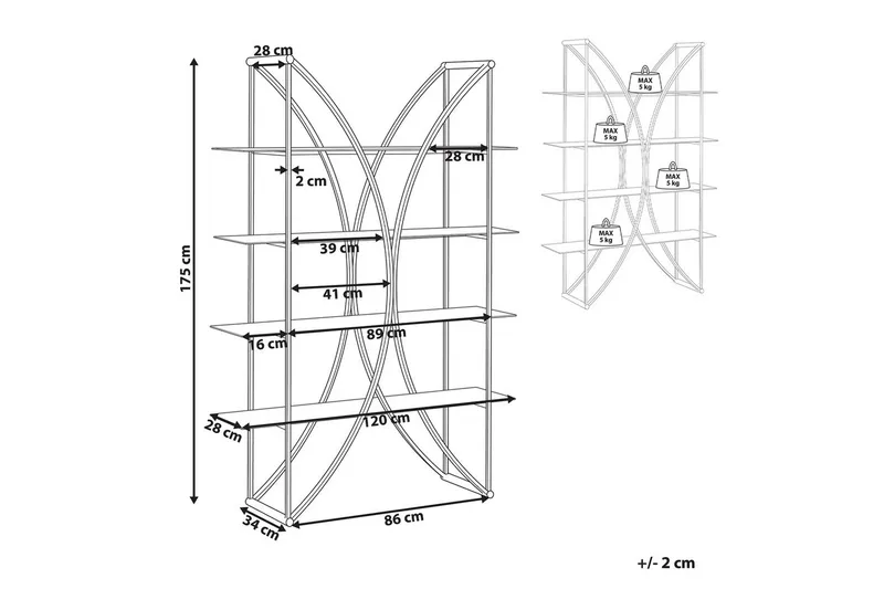 Bokhylla Hollow Guld - Guld - Förvaring - Hyllor - Bokhylla