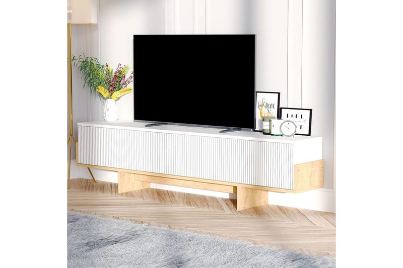 Brin Golvstående Tv Bänk 180 cm med Förvaring i Målat Trä - Vit - Möbler - Vardagsrum - Tv-möbler & mediamöbler - Tv-bänkar