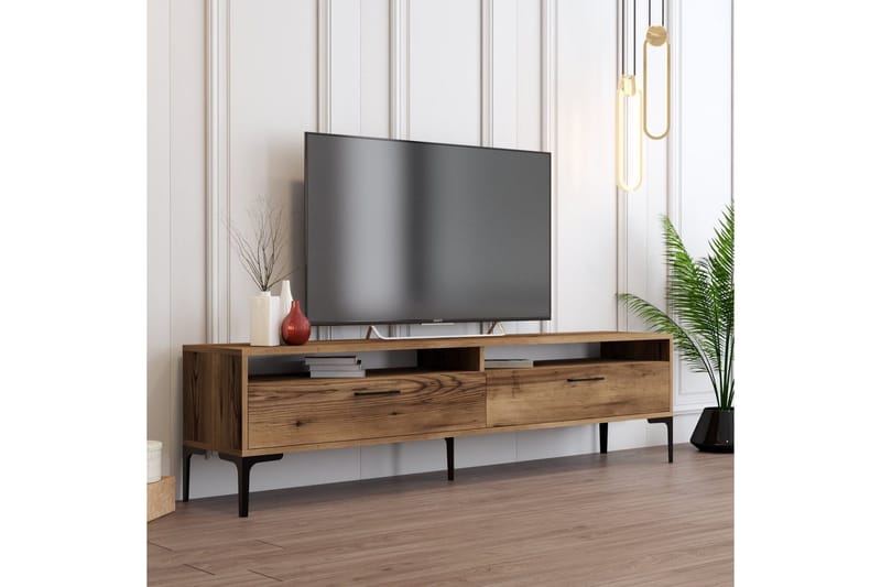 Brutorp Golvstående Tv-bänk 180 cm med Förvaring i Valnöt - Brun - Möbler - Vardagsrum - Tv-möbler & mediamöbler - Tv-bänkar