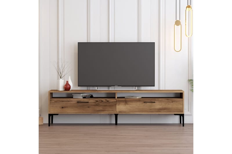 Brutorp Golvstående Tv-bänk 180 cm med Förvaring i Valnöt - Brun - Möbler - Vardagsrum - Tv-möbler & mediamöbler - Tv-bänkar