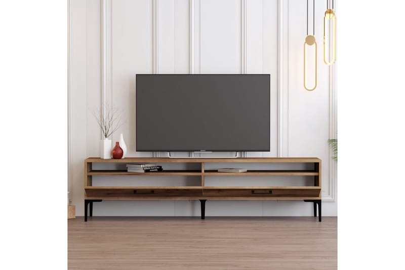 Brutorp Golvstående Tv-bänk 180 cm med Förvaring i Valnöt - Brun - Möbler - Vardagsrum - Tv-möbler & mediamöbler - Tv-bänkar