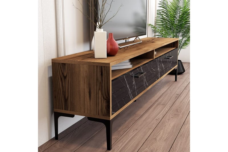 Brutorp Tv-bänk 180 cm - Valnöt/Svart Marmor - Möbler - Vardagsrum - Tv-möbler & mediamöbler - Tv-bänkar