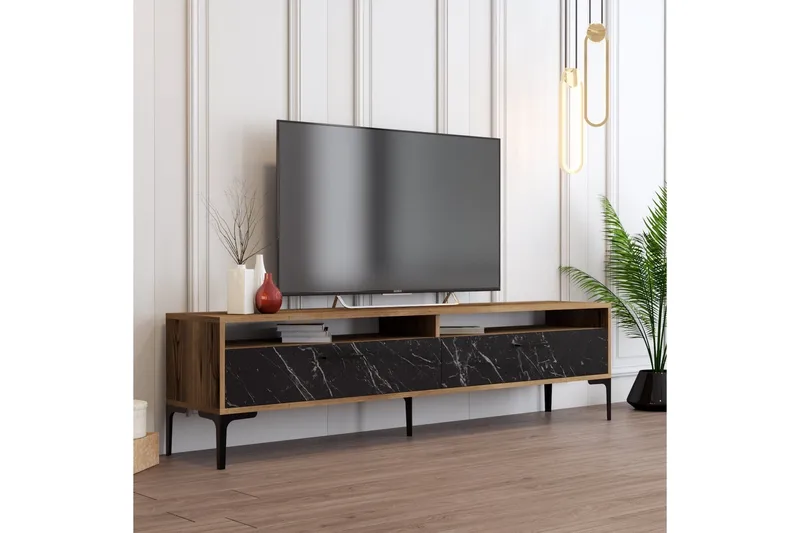 Brutorp Tv-bänk 180 cm - Valnöt/Svart Marmor - Möbler - Vardagsrum - Tv-möbler & mediamöbler - Tv-bänkar