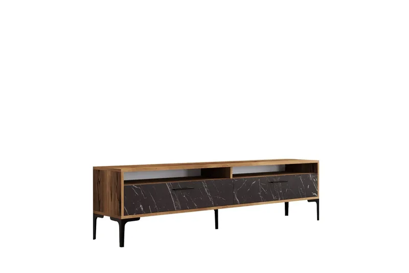 Brutorp Tv-bänk 180 cm, Valnöt/Svart Marmor