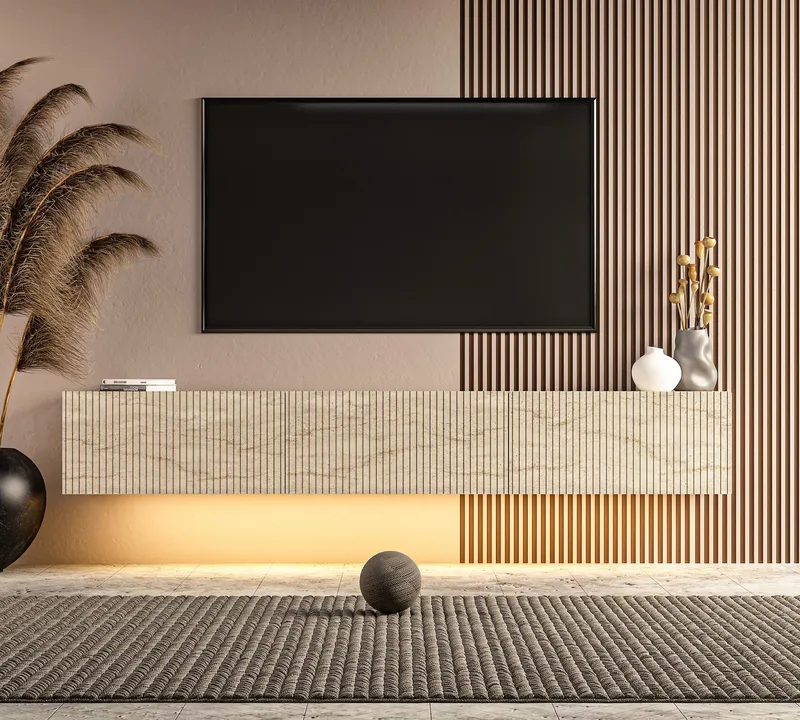 Bruveri TV-bänk 180x28,6x31,4 cm - Travertin - Möbler - Vardagsrum - Tv-möbler & mediamöbler - Tv-bänkar