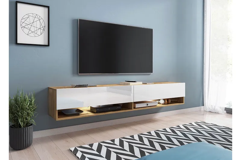 Brya Tv-skåp 180 cm RGB LED - Vit/Natur - Möbler - Vardagsrum - Tv-möbler & mediamöbler - Tv-bänkar