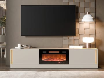 Brylin Tv-bänk 180 cm Eldstad med värmefunktion - Beige|svart - Möbler - Vardagsrum - Tv-möbler & mediamöbler - Tv-bänkar