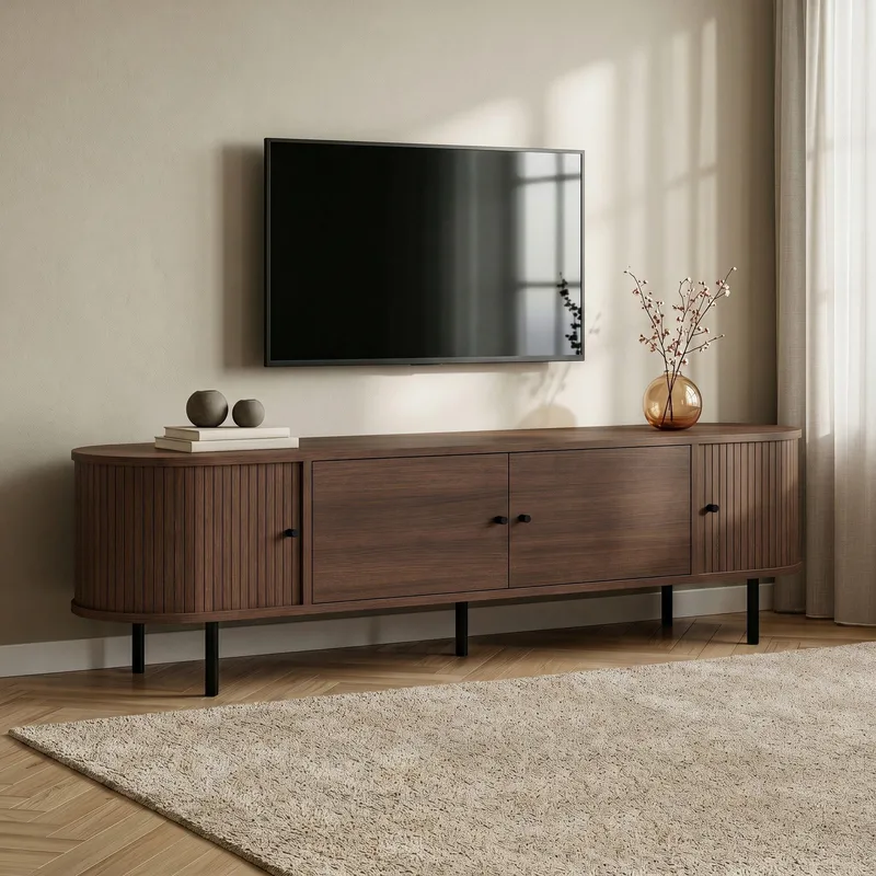 Bryric Tv-bänk 180 cm - Valnöt/Svart - Möbler - Vardagsrum - Tv-möbler & mediamöbler - Tv-bänkar