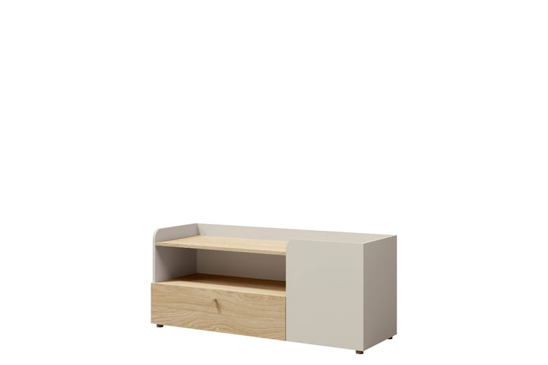 Buhan Golvstående Tv-bänk 120 cm med Förvaring i Mörkt Trä, Beige