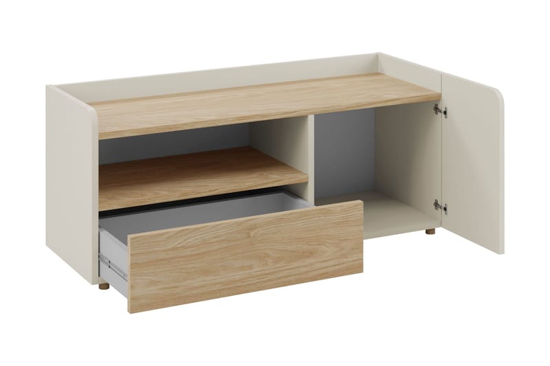 Buhan Golvstående Tv-bänk 120 cm med Förvaring i Mörkt Trä - Beige - Möbler - Vardagsrum - Tv-möbler & mediamöbler - Tv-bänkar