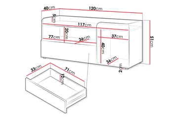 Buhan Golvstående Tv-bänk 120 cm med Förvaring i Mörkt Trä - Beige - Möbler - Vardagsrum - Tv-möbler & mediamöbler - Tv-bänkar